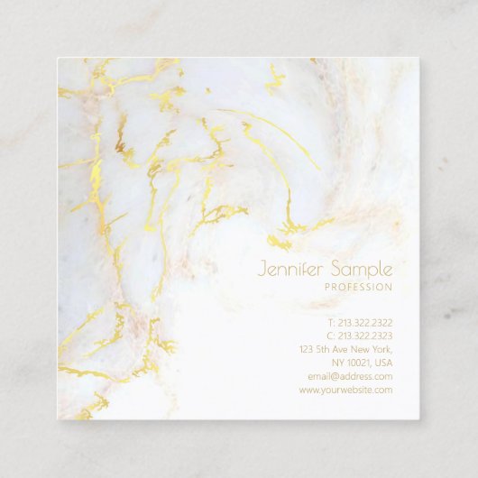スタイリッシュモダン金ゴールド大理石プロフェッショナルエレガント スクエア名刺 (裏面)