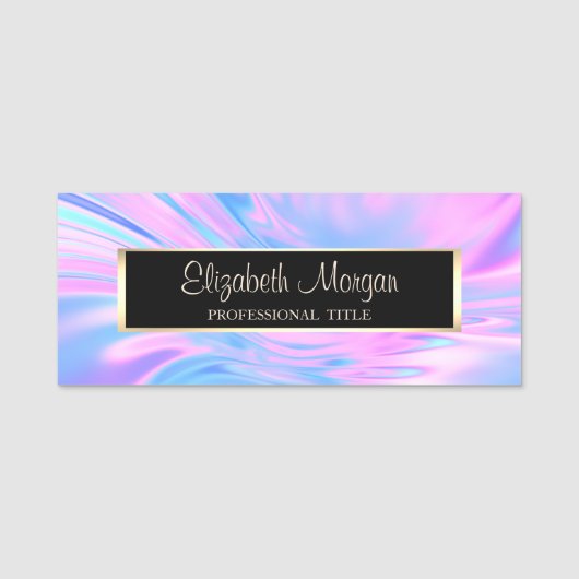 スタイリッシュモダン，フレーム，ホログラフィック 名札 (正面)