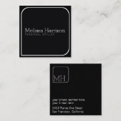 スタイリッシュモダンBLK正方形プロフェッショナル スクエア名刺 (正面/裏面)