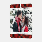 スタイリッシュモダンChristmas Mr. and Mrs Coule Photo メタルオーナメント (正面左)