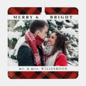 スタイリッシュモダンChristmas Mr. and Mrs Coule Photo メタルオーナメント (裏面)