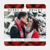 スタイリッシュモダンChristmas Mr. and Mrs Coule Photo メタルオーナメント (正面)