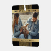 スタイリッシュモダンChristmas Mr. and Mrs Coule Photo メタルオーナメント (正面左)