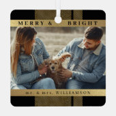 スタイリッシュモダンChristmas Mr. and Mrs Coule Photo メタルオーナメント (裏面)