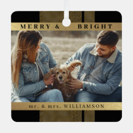 スタイリッシュモダンChristmas Mr. and Mrs Coule Photo メタルオーナメント