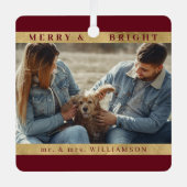 スタイリッシュモダンChristmas Mr. and Mrs Coule Photo メタルオーナメント (正面)