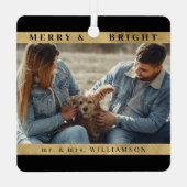 スタイリッシュモダンChristmas Mr. and Mrs Coule Photo メタルオーナメント (裏面)