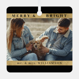 スタイリッシュモダンChristmas Mr. and Mrs Coule Photo メタルオーナメント