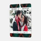 スタイリッシュモダンChristmas Mr. and Mrs Coule Photo メタルオーナメント (正面左)