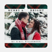 スタイリッシュモダンChristmas Mr. and Mrs Coule Photo メタルオーナメント (裏面)