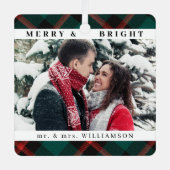 スタイリッシュモダンChristmas Mr. and Mrs Coule Photo メタルオーナメント (正面)