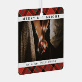 スタイリッシュモダンChristmas Mr. and Mrs Coule Photo メタルオーナメント (正面右)