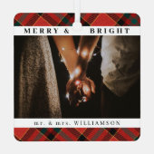 スタイリッシュモダンChristmas Mr. and Mrs Coule Photo メタルオーナメント (裏面)