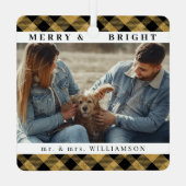 スタイリッシュモダンChristmas Mr. and Mrs Coule Photo メタルオーナメント (裏面)