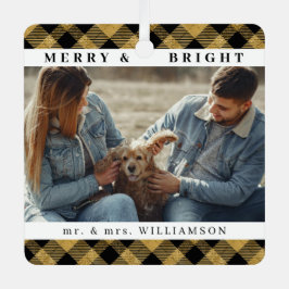 スタイリッシュモダンChristmas Mr. and Mrs Coule Photo メタルオーナメント