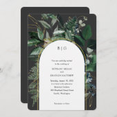 スタイリッシュモダンGreenery gardenエレガント結婚式 招待状 (正面/裏面)