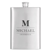 スタイリッシュモダンGroomsmenギフトモノグラム花婿介添人 フラスク (正面)