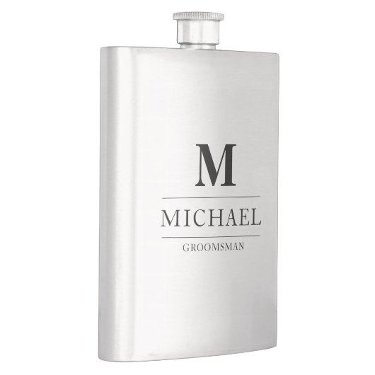 スタイリッシュモダンGroomsmenギフトモノグラム花婿介添人 フラスク (右)