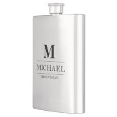 スタイリッシュモダンGroomsmenギフトモノグラム花婿介添人 フラスク (左)