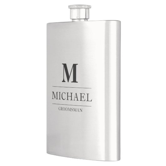スタイリッシュモダンGroomsmenギフトモノグラム花婿介添人 フラスク (左)