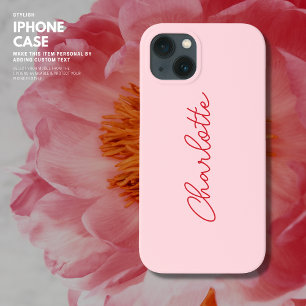 スタイリッシュモダンPinkとRed Script iPhone 13ケース