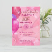 スタイリッシュモダンPink Balloons 30th Birthdayパーティー 招待状 (スタンド正面)