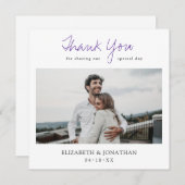 スタイリッシュモダンScript Photo Thank 結婚's サンキューカード (正面/裏面)