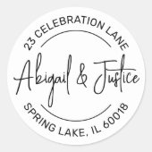 スタイリッシュモダンScript Round差出人住所結婚の ラウンドシール (正面)