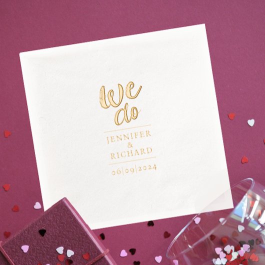 スタイリッシュモダンScript We Do 結婚のタイポグラフィ 箔ナプキン