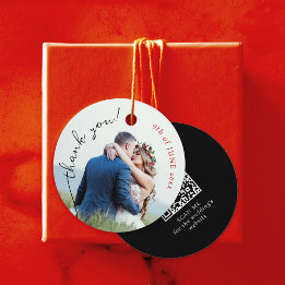 スタイリッシュモダンThank You結婚 Photoくもの巣QR Code フェイバータグ