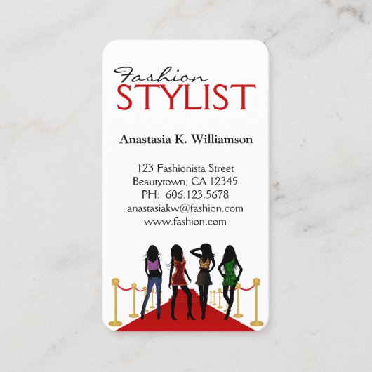 スタイリッシュモデルモダンスタイリストファッションデザイナ 名刺 (正面)