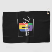 スタイリッシュモノグラムのイニシャル色の文字D黒 ゴルフタオル (横)