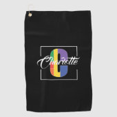 スタイリッシュモノグラムのイニシャル色のC黒 ゴルフタオル (正面)