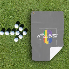 スタイリッシュモノグラムのイニシャル色C灰色 ゴルフタオル