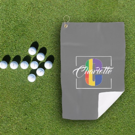 スタイリッシュモノグラムのイニシャル色C灰色 ゴルフタオル