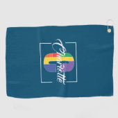 スタイリッシュモノグラムのイニシャル色C青 ゴルフタオル (横)