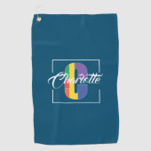 スタイリッシュモノグラムのイニシャル色C青 ゴルフタオル (正面)