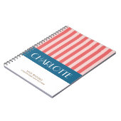 スタイリッシュモノグラムのカラフルストライプパーソナライズされた ノートブック (左側)