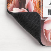 スタイリッシュモノグラムのピンクのローズモダンフローラ写真 マウスパッド (コーナー)