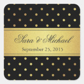 スタイリッシュモノグラムの – 黒と金ゴールドの水玉模様 スクエアシール (正面)