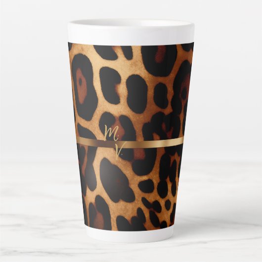 スタイリッシュモノグラムのLeopard Print カフェラテマグ (正面)