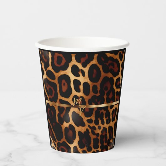 スタイリッシュモノグラムのLeopard Print 紙コップ (正面)