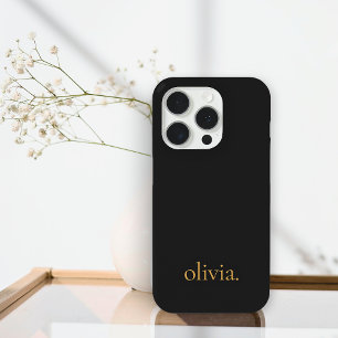 スタイリッシュモノグラムモダンミニマル黒金ゴールド iPhone 15 PROケース