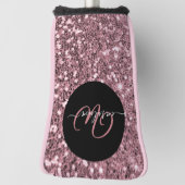 スタイリッシュモノグラム名バラ金ゴールドグリッターブラック ゴルフヘッドカバー (回転90)