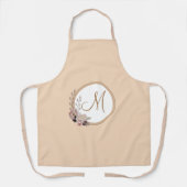 スタイリッシュモノグラム水彩フローラパーソナライズされた エプロン (正面)