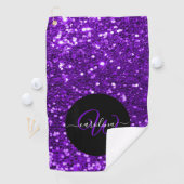 スタイリッシュモノグラム紫グリッター名黒 ゴルフタオル (インサイチュ)