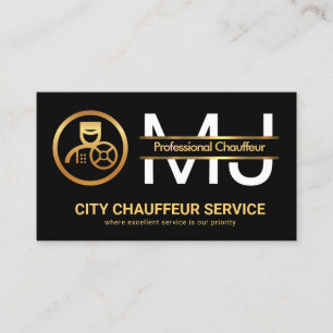 スタイリッシュモノグラム金ゴールド縁ど線ドライバ 名刺