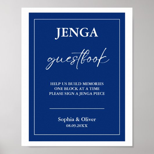 スタイリッシュユニーク結婚のJenga Guest Book Sign ポスター (正面)