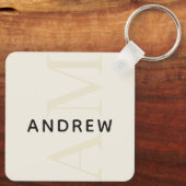 スタイリッシュライトベージュモノグラムと名前 キーホルダー (裏面)