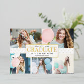 スタイリッシュラベルフォイル卒業写真アナウンス 箔招待状 (立ち正面)